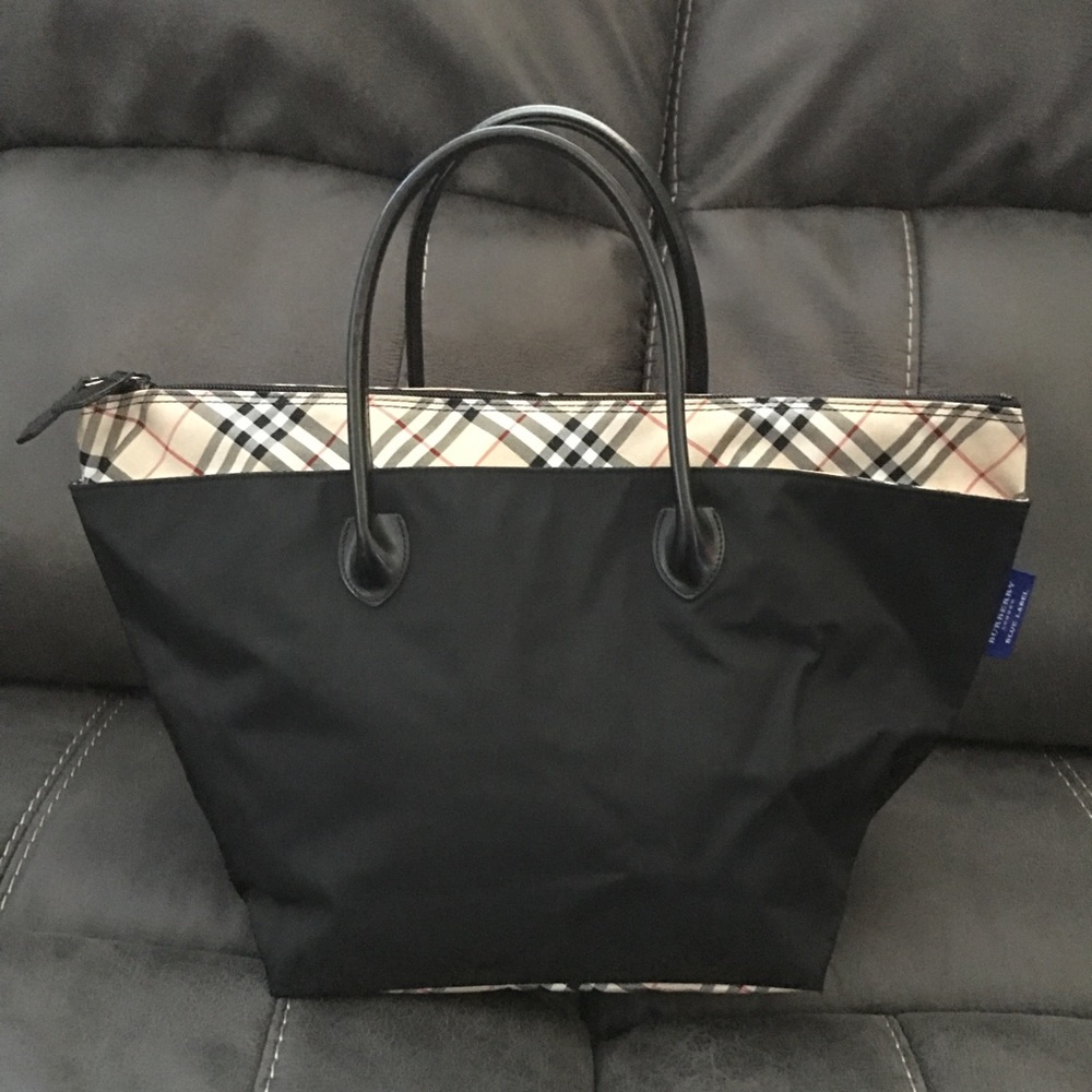 Burberry Blue Label Plaid Tote Handbag